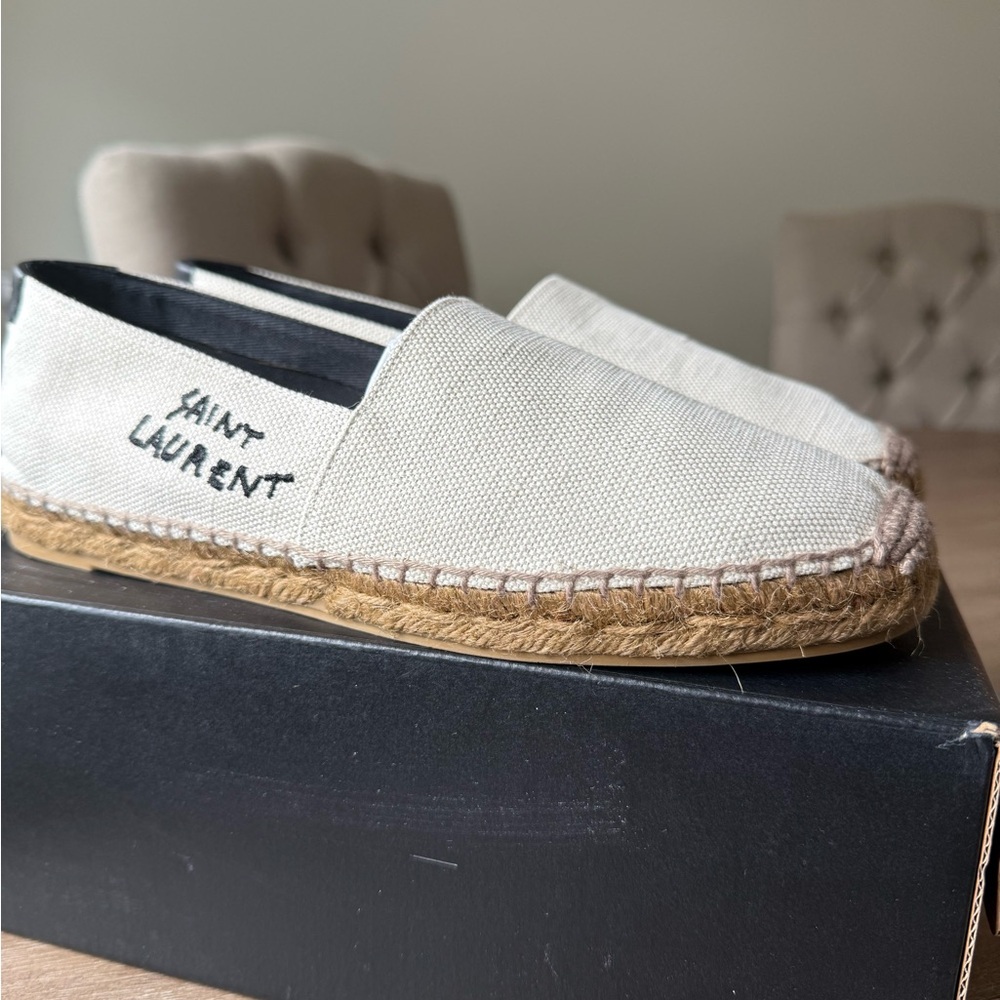 Saint Laurent Cream Espadrilles Slip-On Shoes